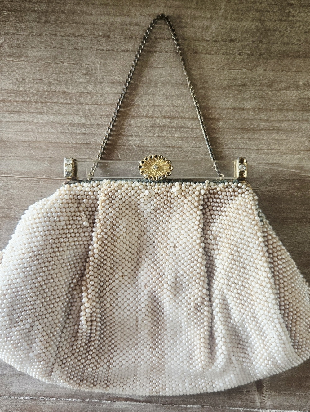 Vtg 40s Beaded Wedding Clutch By Josef, USA, Matching Comb, Wedding, Formal